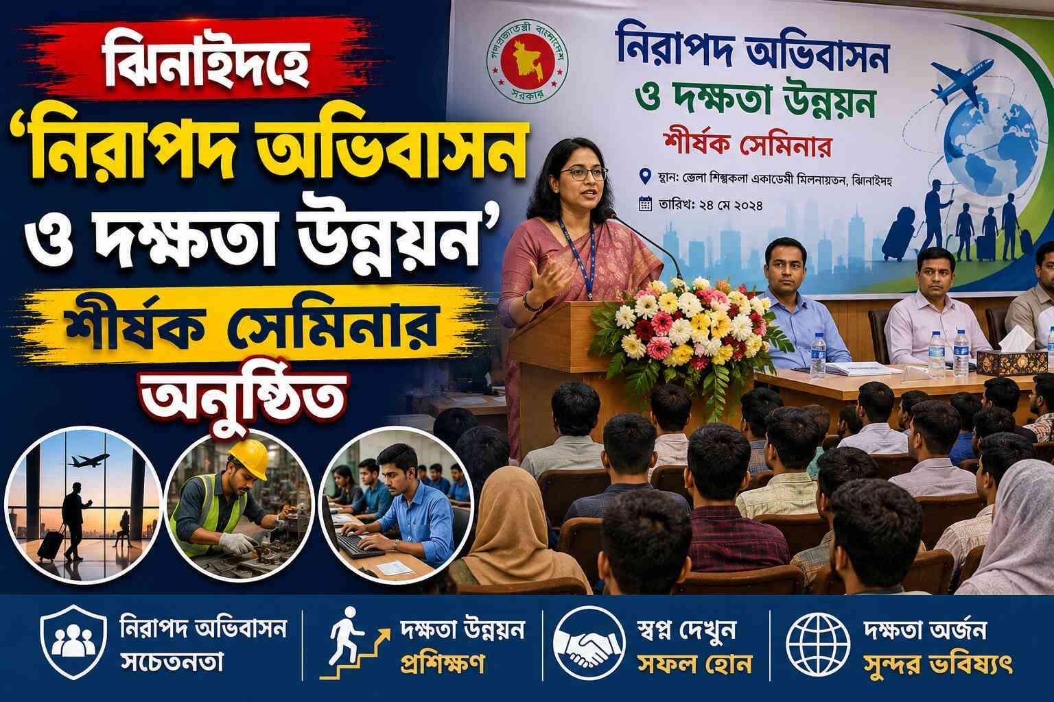 ঝিনাইদহে ‘নিরাপদ অভিবাসন ও দক্ষতা উন্নয়ন’ শীর্ষক সেমিনার অনুষ্ঠিত